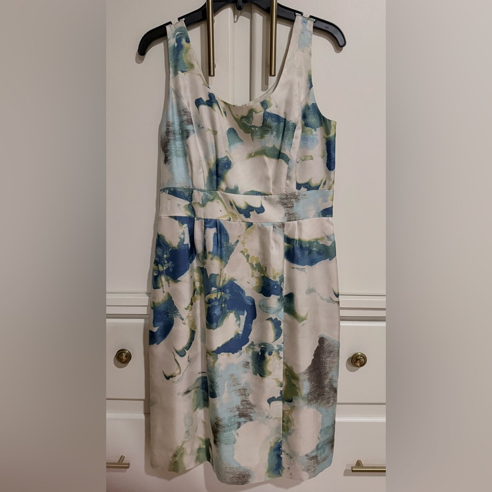 Banana Republic Watercolor Blue and Green Dress